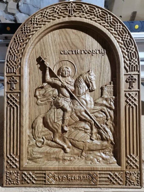 Ikona sveti djordje duborez drvo